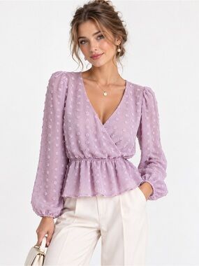 NWOT Abbeline Powder Wrap Blouse size S